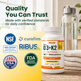 Vitamin D3 K2 Supplement 5000 IU + MK-7 – Bone, Heart & Immune Support | 60 Softgels NE nutriEffect