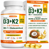 Vitamin D3 K2 Supplement 5000 IU + MK-7 – Bone, Heart & Immune Support | 60 Softgels NE nutriEffect