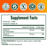 Vitamin D3 K2 Supplement 5000 IU + MK-7 – Bone, Heart & Immune Support | 60 Softgels NE nutriEffect