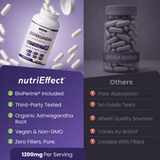 nutriEffect® Organic Ashwagandha 1200 mg with BioPerine® – Stress, Mood & Daily Vitality Support – 60 capsules