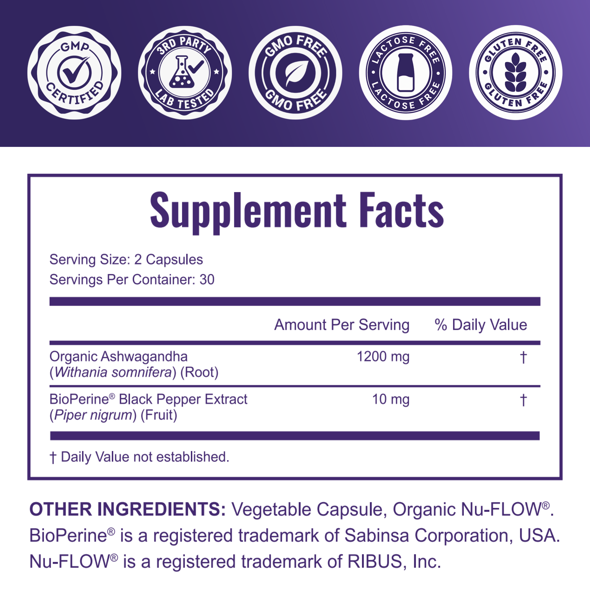 nutriEffect® Organic Ashwagandha 1200 mg with BioPerine® – Stress, Mood & Daily Vitality Support – 60 capsules