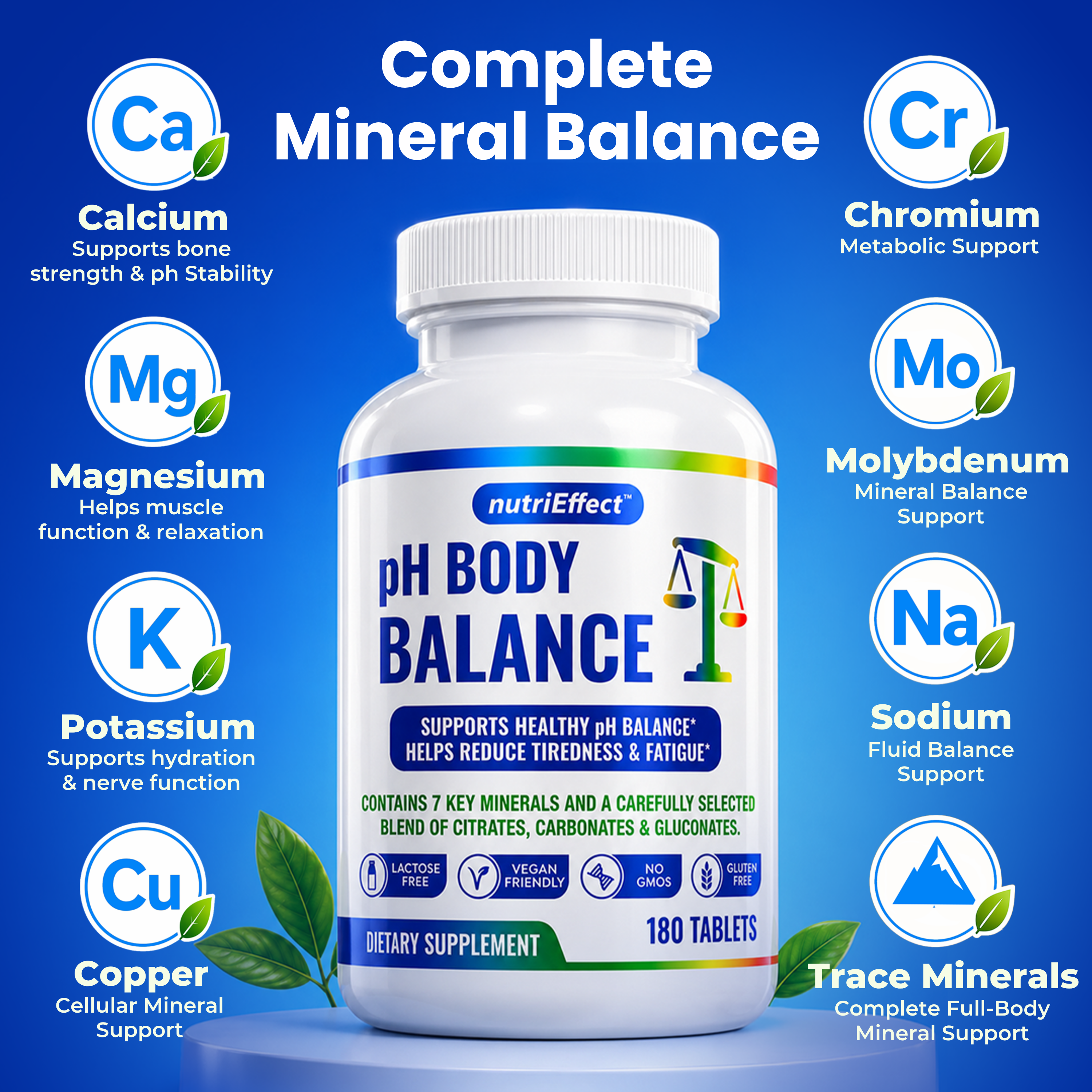 pH  Body Balance Multi Mineral tablets to Support Alkaline & Cellular Metabolism Boost - 180 Tablets NE nutriEffect