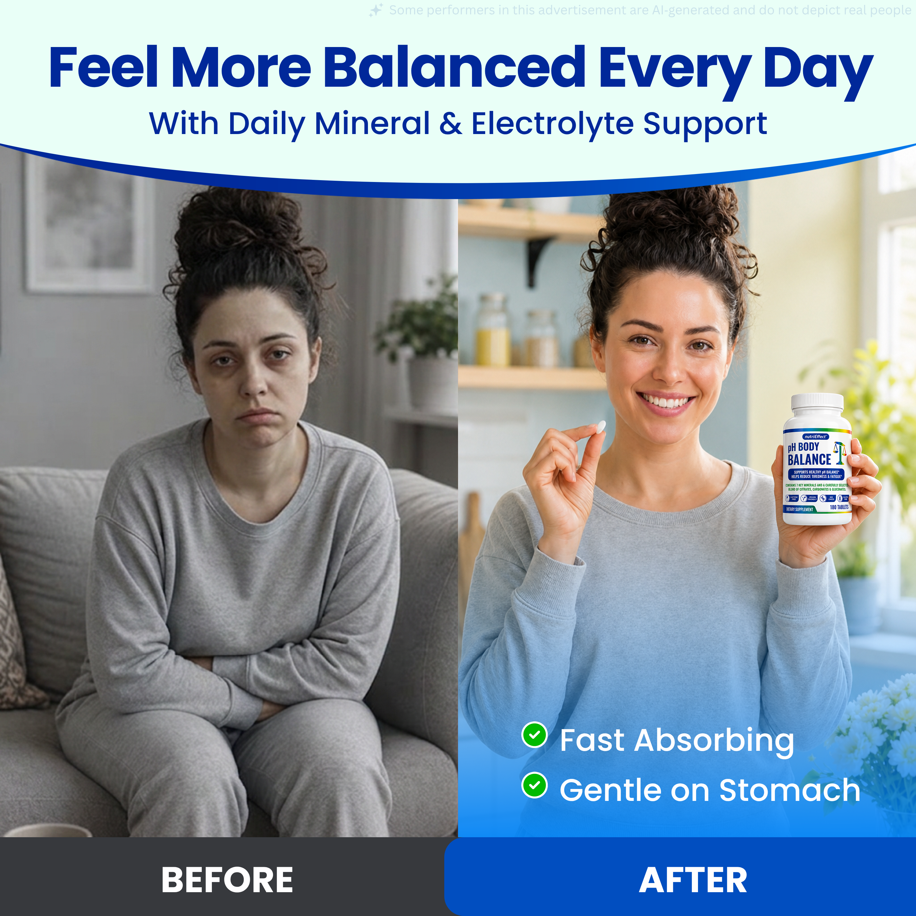 pH  Body Balance Multi Mineral tablets to Support Alkaline & Cellular Metabolism Boost - 180 Tablets NE nutriEffect