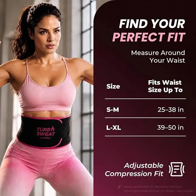 nutriEffect® TurboSweat Waist Trimmer – Sweat Boosting Waist Belt with Free Mesh Wash Bag | Latex-Free Neoprene