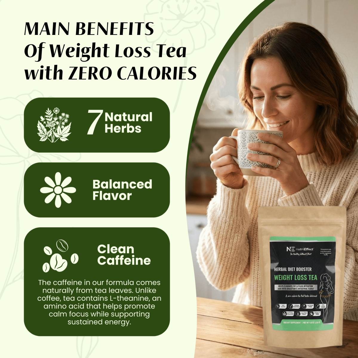 Herbal Weight Loss Tea To Lose Stomach Fat, Reduce Bloating,Cleanse and Detox - NE nutriEffect - Vitamins & Supplements