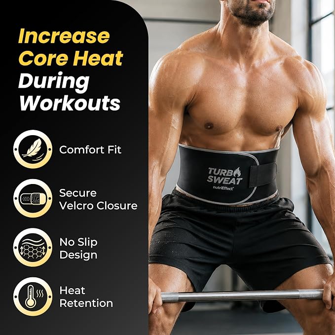 Turbo Sweat Waist Trimmer – Sweat Boosting Waist Belt with Free Mesh Wash Bag | Latex-Free Neoprene - NE nutriEffect - apparel