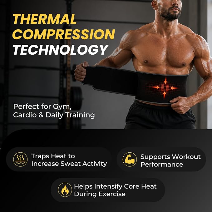 Turbo Sweat Waist Trimmer – Sweat Boosting Waist Belt with Free Mesh Wash Bag | Latex-Free Neoprene - NE nutriEffect - apparel