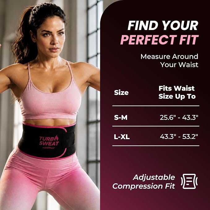 Turbo Sweat Waist Trimmer – Sweat Boosting Waist Belt with Free Mesh Wash Bag | Latex-Free Neoprene - NE nutriEffect - apparel